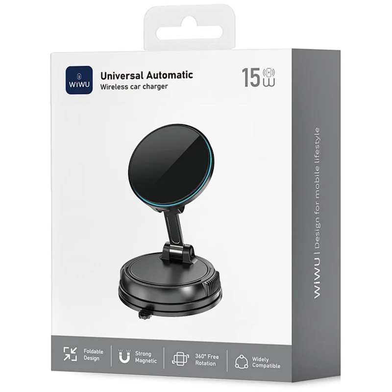 Заказать Автодержатель с БЗУ WIWU CH-326 Universal Vacuum Suction Magnetic 15W (Black) на vchehle.ua