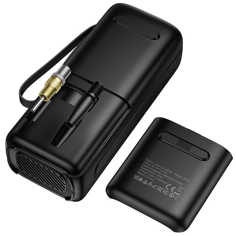 Автомобильный насос Hoco ZP18 Enlighten smart air pump (Black) в магазине vchehle.ua