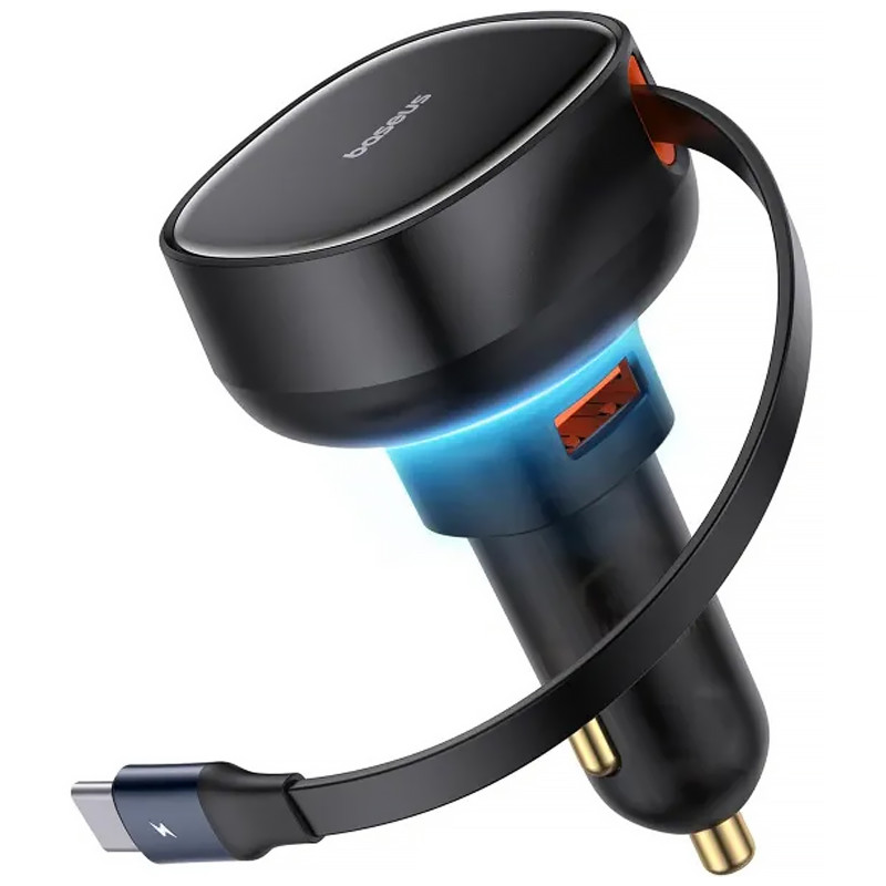 АЗУ Baseus Enjoyment Pro PD60W+QC3.0 with retractable cable (1USB-A/1C) (C000578) (Cluster Black) в магазине vchehle.ua