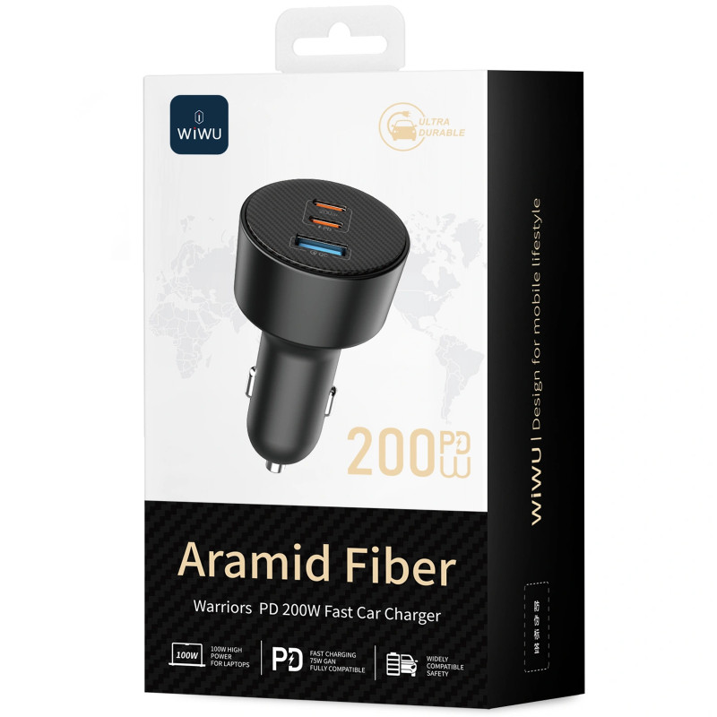 Фото АЗУ WIWU CC026 Warriors PD200W+QC3.0 (1USB-A/2C) (Black) на vchehle.ua
