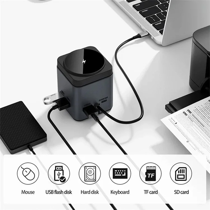 БЗП + HUB WIWU Wi-W025 Cube 9in1 USB-C (Gray) в магазині vchehle.ua