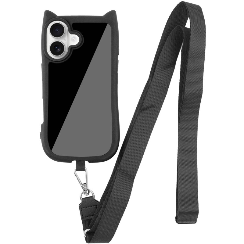 Фото Чехол TPU GETMAN Cat with straps для Apple iPhone 16 Plus (6.7") (Black) на vchehle.ua