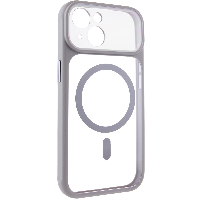 Чохол TPU+PC GETMAN Moon Clear with Magnetic Safe на Apple iPhone 13 (6.1") (Grey)