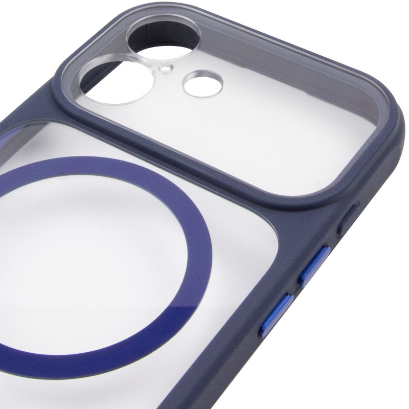 Чохол TPU+PC GETMAN Moon Clear with Magnetic Safe на Apple iPhone 16 (6.1") (Blue) в магазині vchehle.ua