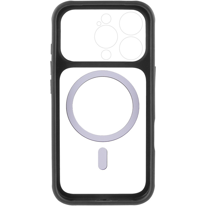 Чехол TPU+PC GETMAN Moon Clear with Magnetic Safe для Apple iPhone 16 Pro (6.3") (Black) в магазине vchehle.ua