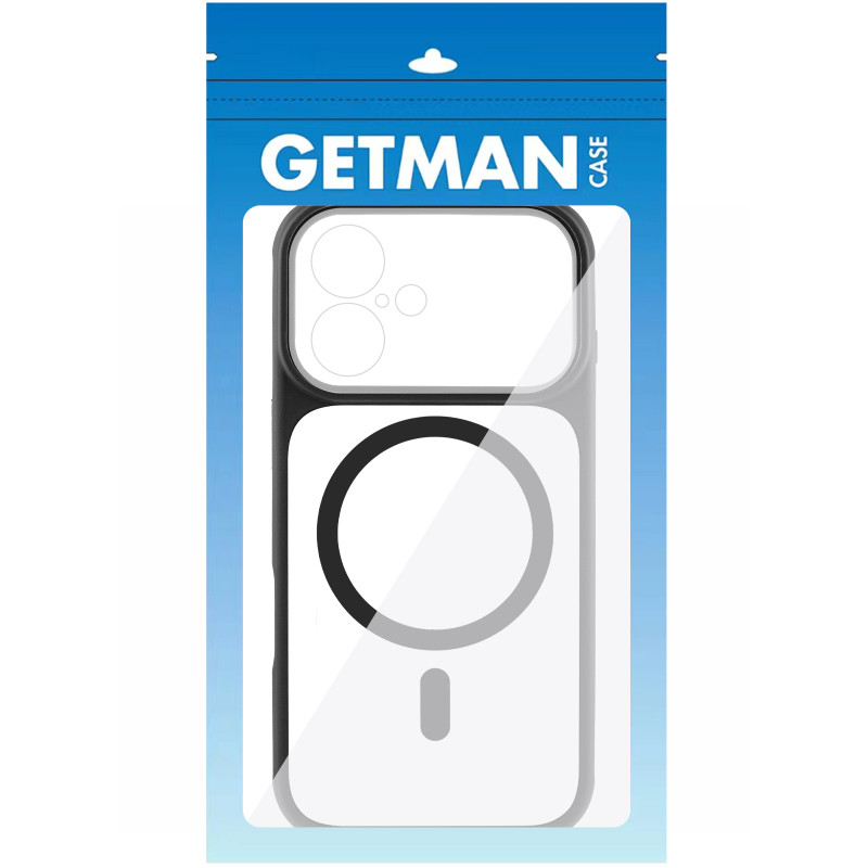 Фото Чохол TPU+PC GETMAN Moon Clear with Magnetic Safe на Apple iPhone 17 (6.3") (Black) на vchehle.ua