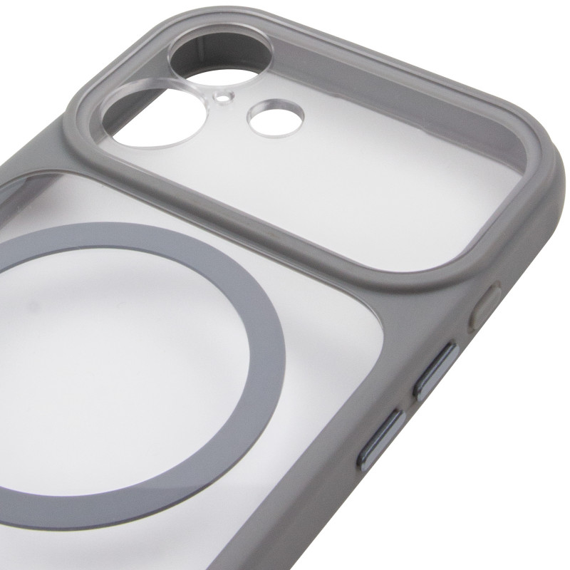 Чохол TPU+PC GETMAN Moon Clear with Magnetic Safe на Apple iPhone 17 (6.3") (Grey) в магазині vchehle.ua