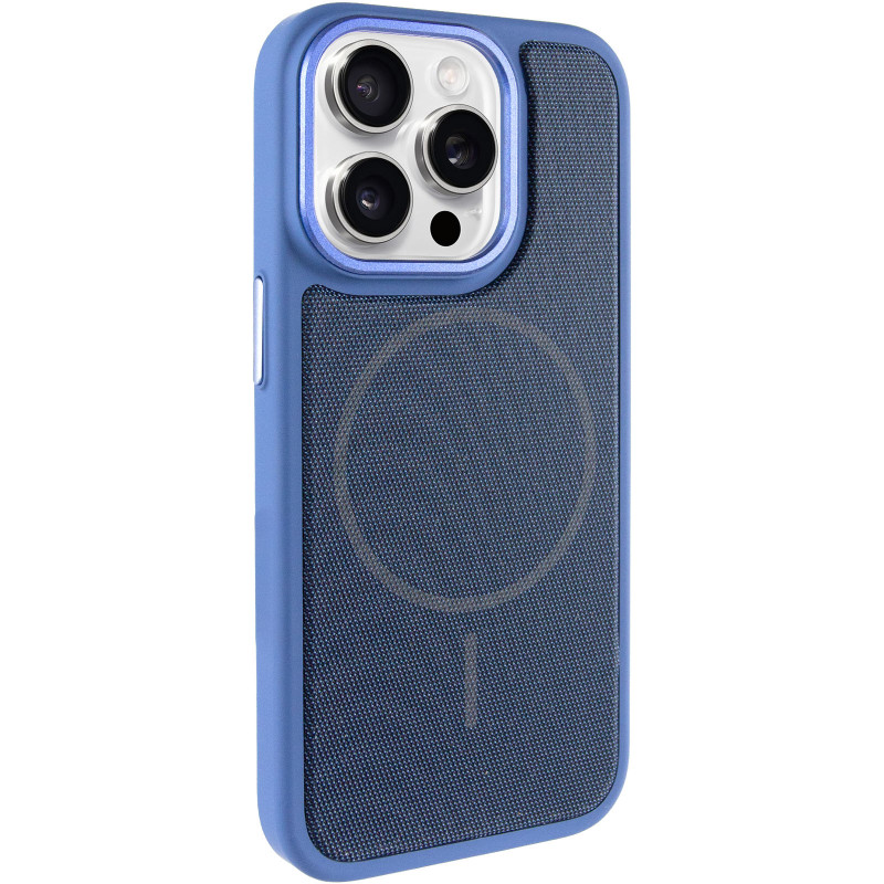 Чохол PC Textile Hybrid with Magnetic Fit на Apple iPhone 15 Pro Max (6.7") (Blue)