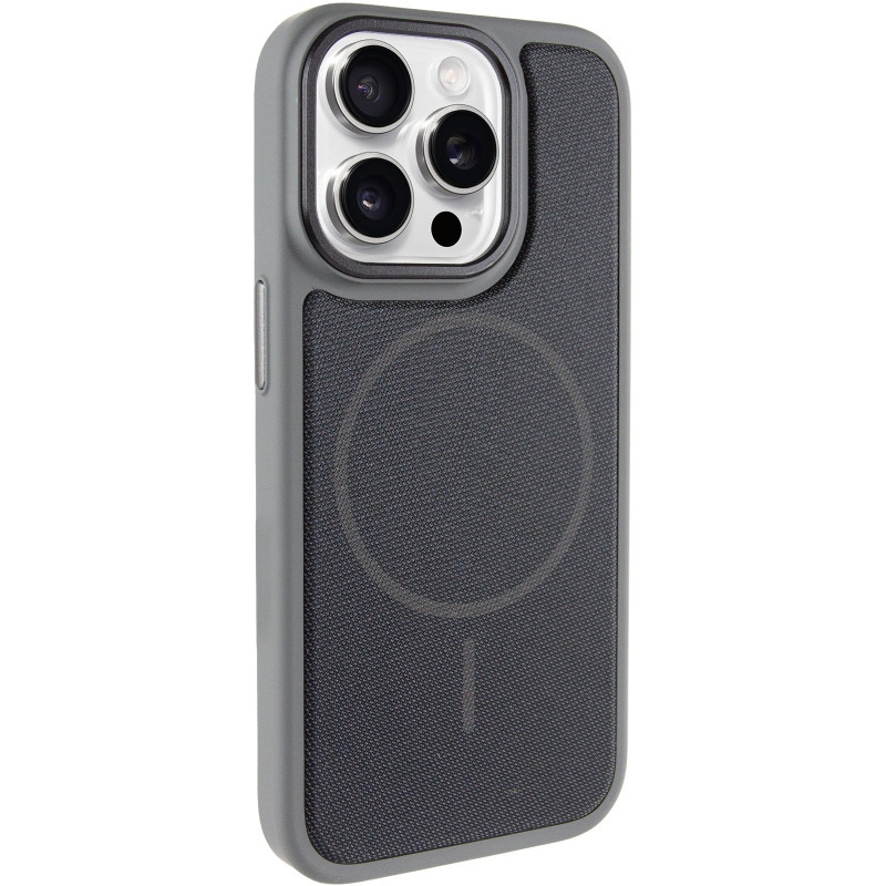 Чохол PC Textile Hybrid with Magnetic Fit на Apple iPhone 15 Pro Max (6.7") (Grey / Black)