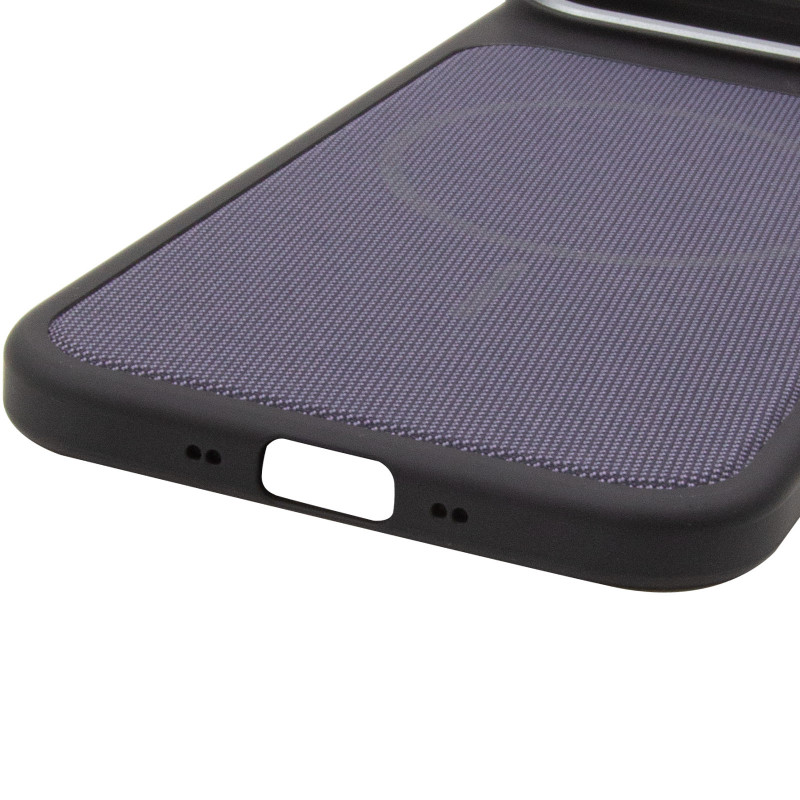 Купить Чехол PC Textile Hybrid with Magnetic Fit для Apple iPhone 17 Air (6.5") (Black / Purple) на vchehle.ua