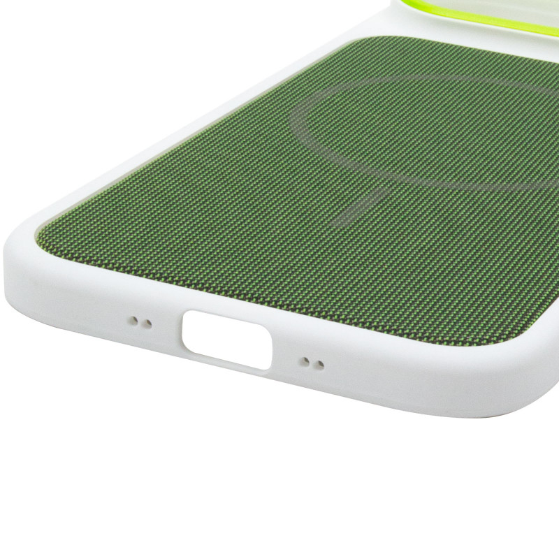 Купить Чехол PC Textile Hybrid with Magnetic Fit для Apple iPhone 17 Air (6.5") (White / Green) на vchehle.ua
