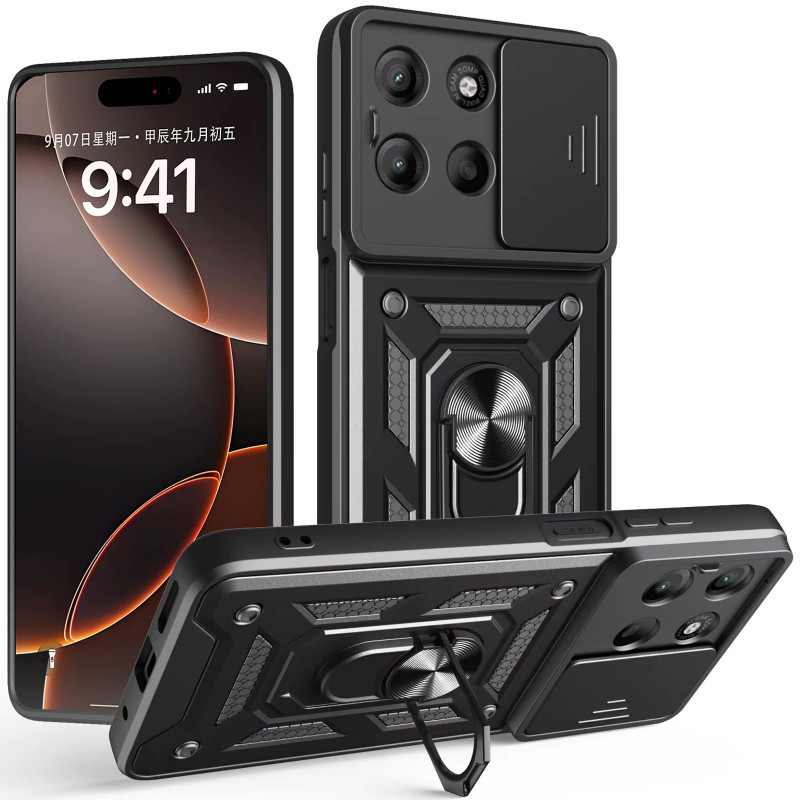 Фото Ударопрочный чехол Ummi Camshield Serge Ring для Motorola Edge 60 / 60 Fusion (Черный / Black) на vchehle.ua