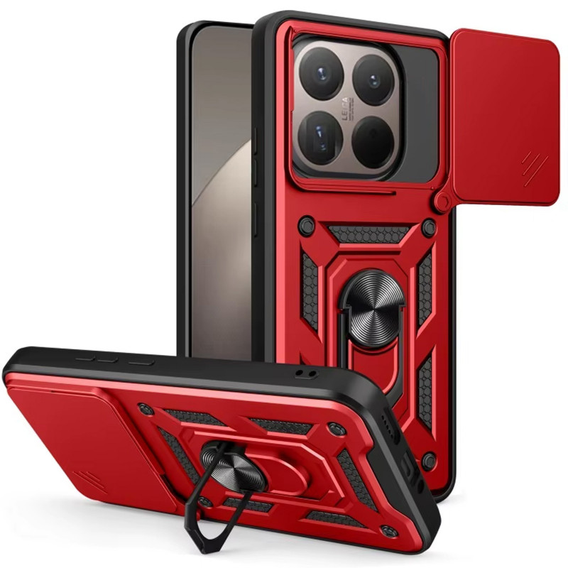 Ударопрочный чехол Ummi Camshield Serge Ring для Xiaomi 15T (Красный / Red)