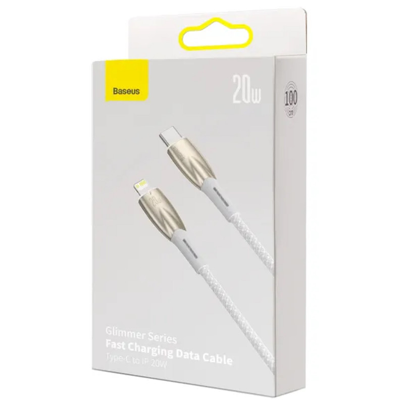 Купить Дата кабель Baseus Glimmer Series Fast Charging Data Cable Type-C to Lightning 20W 1m (CADH000001) (White) на vchehle.ua
