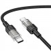 Фото Дата кабель Hoco U129 Spirit Transparent Type-C to Type-C 60W (1.2m) (Black) на vchehle.ua