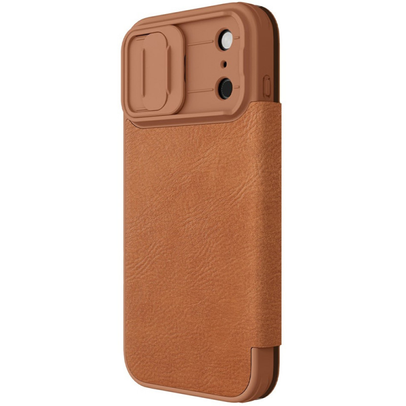Кожаный чехол-книжка Nillkin Qin Pro Camshield для Apple iPhone 17 Pro (6.3") (Brown)