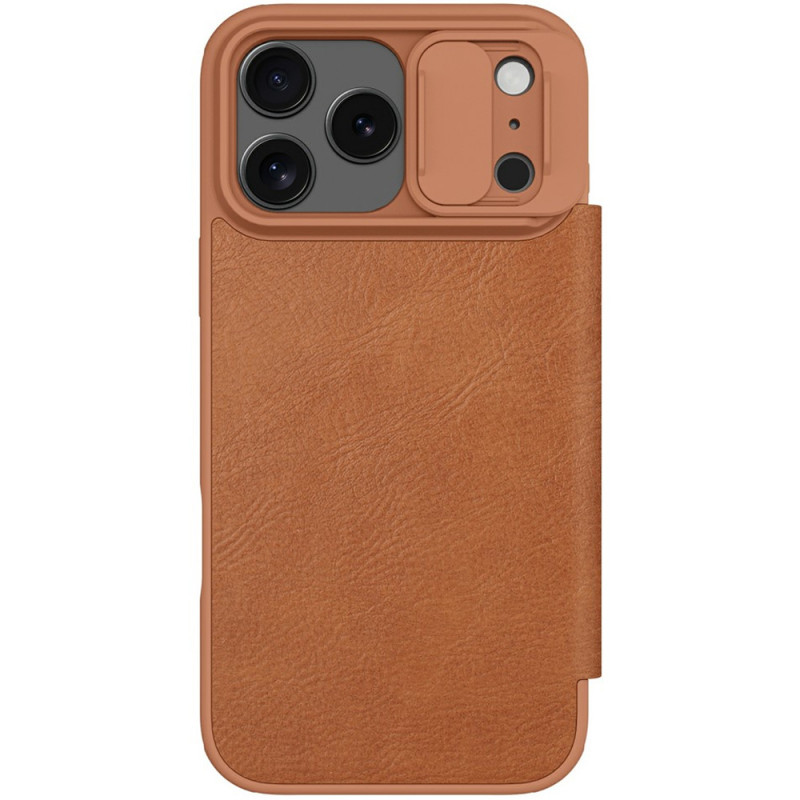 Фото Кожаный чехол-книжка Nillkin Qin Pro Camshield для Apple iPhone 17 Pro (6.3") (Brown) в магазине vchehle.ua