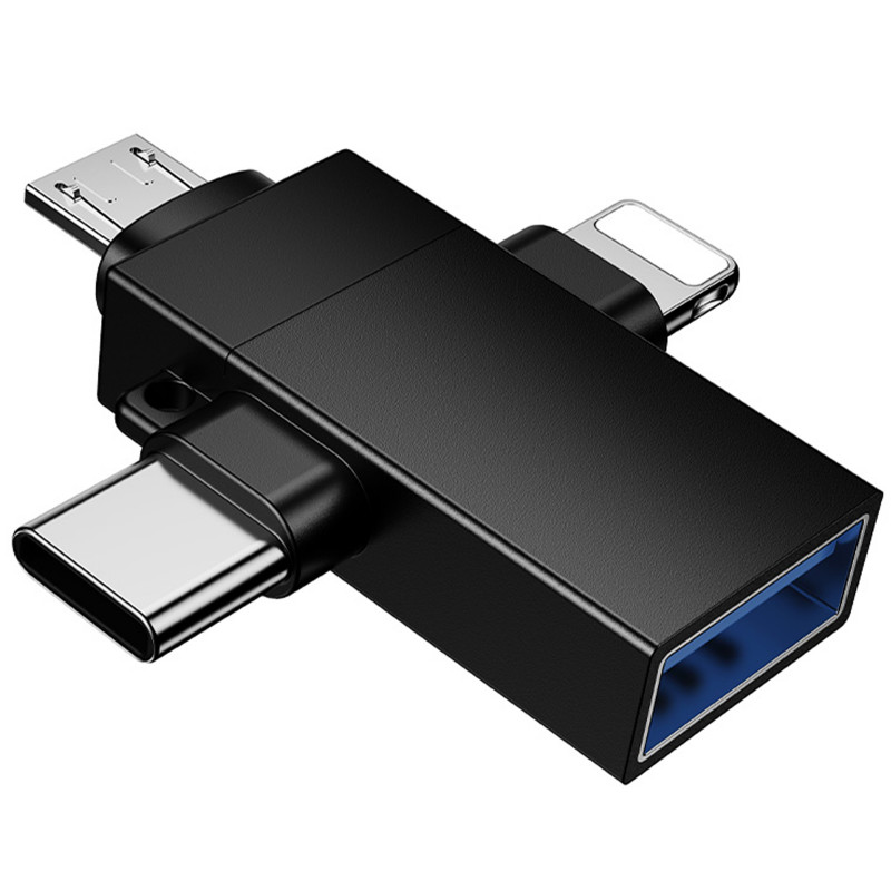 Фото Переходник Borofone BV26D 3in1 Lightning male/Type-C male/Micro male to USB2.0 female (Black) в магазине vchehle.ua