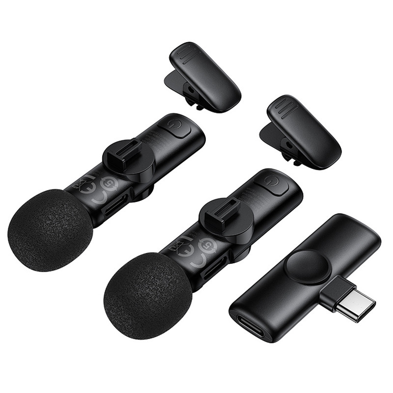 Фото Петличный беспроводной микрофон Borofone BFK16A Winner dual-mic Type-C (Black) в магазине vchehle.ua