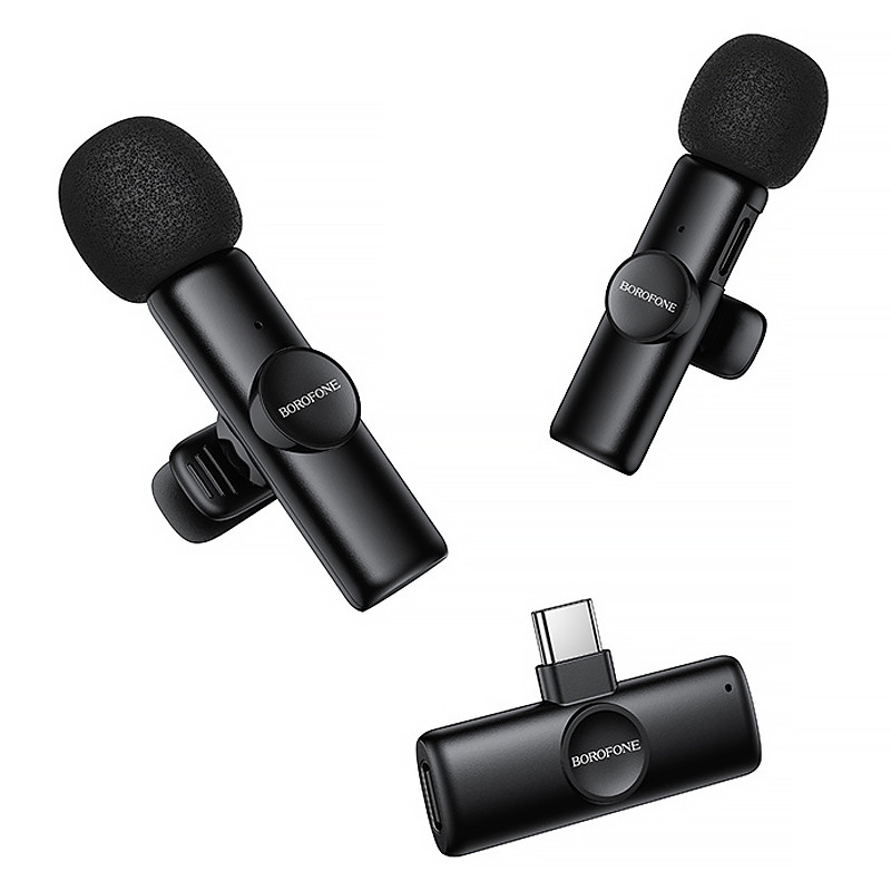 Петличный беспроводной микрофон Borofone BFK16A Winner dual-mic Type-C (Black) в магазине vchehle.ua
