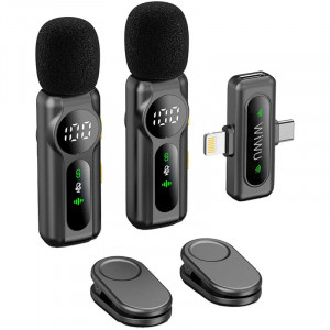 Петличный беспроводной микрофон WIWU WM007 Dual-mic (Lightning/Type-C)