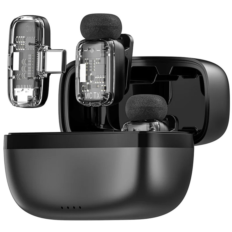 Купить Петличный беспроводной микрофон WIWU WM008 Dual-mic ANC Type-C (Black) на vchehle.ua