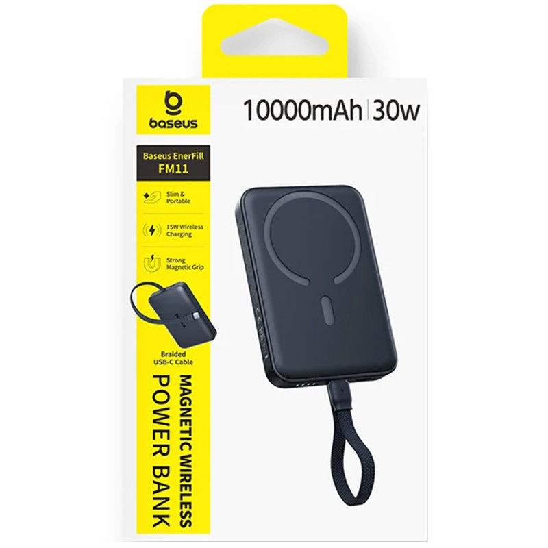 Фото Power Bank Baseus 10000mAh EnerFill FM11 30W с БЗУ with cable  (E00289) (Cosmic Black) в магазине vchehle.ua