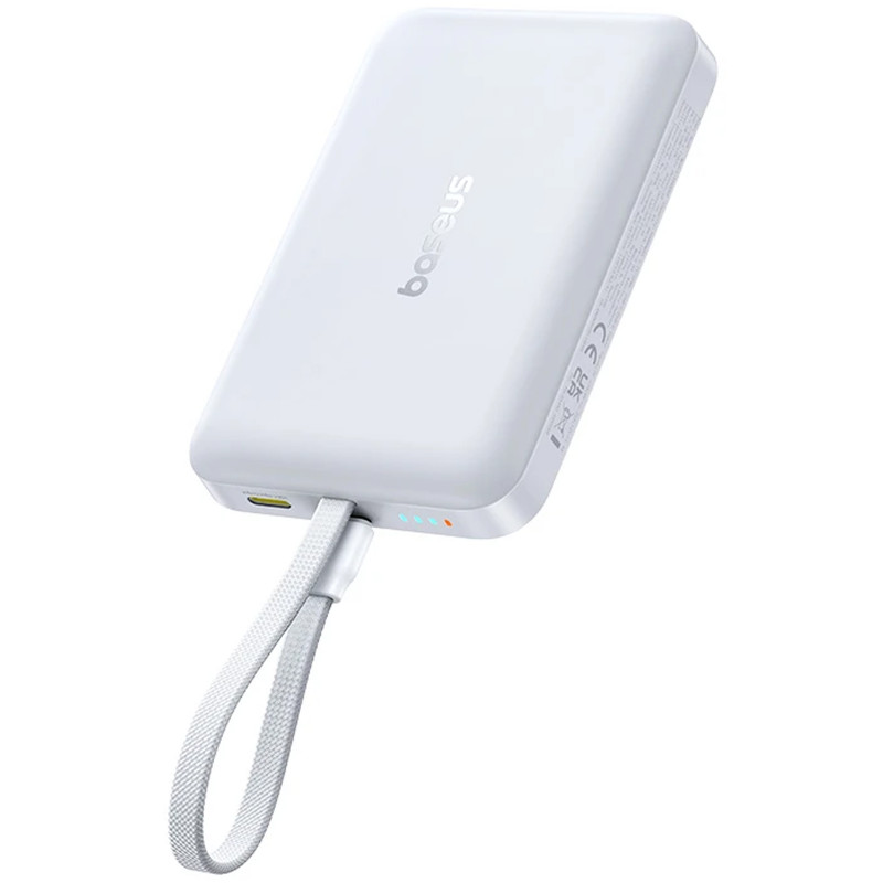 Фото Power Bank Baseus 10000mAh EnerFill FM11 30W з БЗП with cable  (E00289) (Moon White) на vchehle.ua