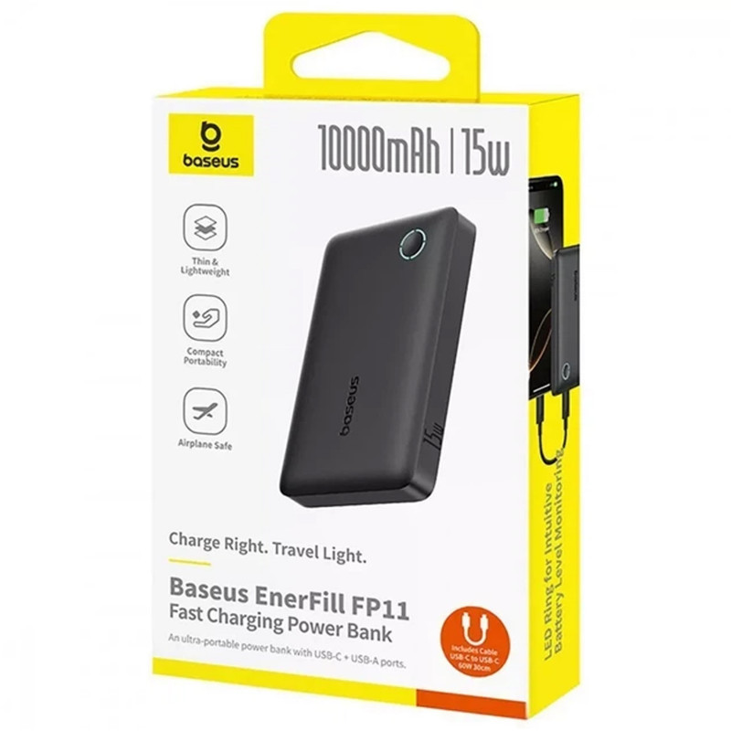 Фото Power Bank Baseus 10000 mAh EnerFill FP11 15W (P1008210C123) (Cosmic Black) на vchehle.ua