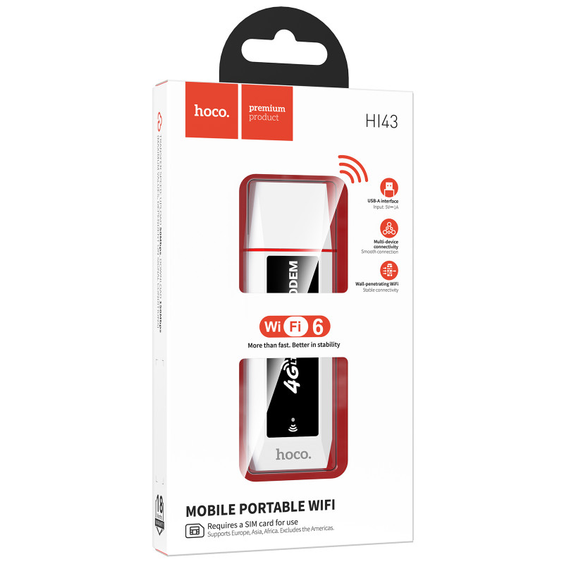 Фото Портативний модем WiFi роутер Hoco HI43 150Mbps (SIM) 2100 mAh (White) на vchehle.ua