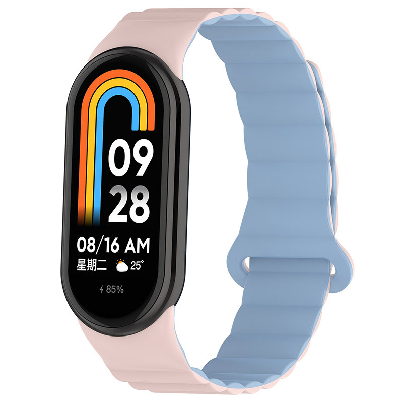 Ремешок Dual-color Magnetic для Xiaomi Mi Band 9/8/10 (Light Pink / Lilac Blue)