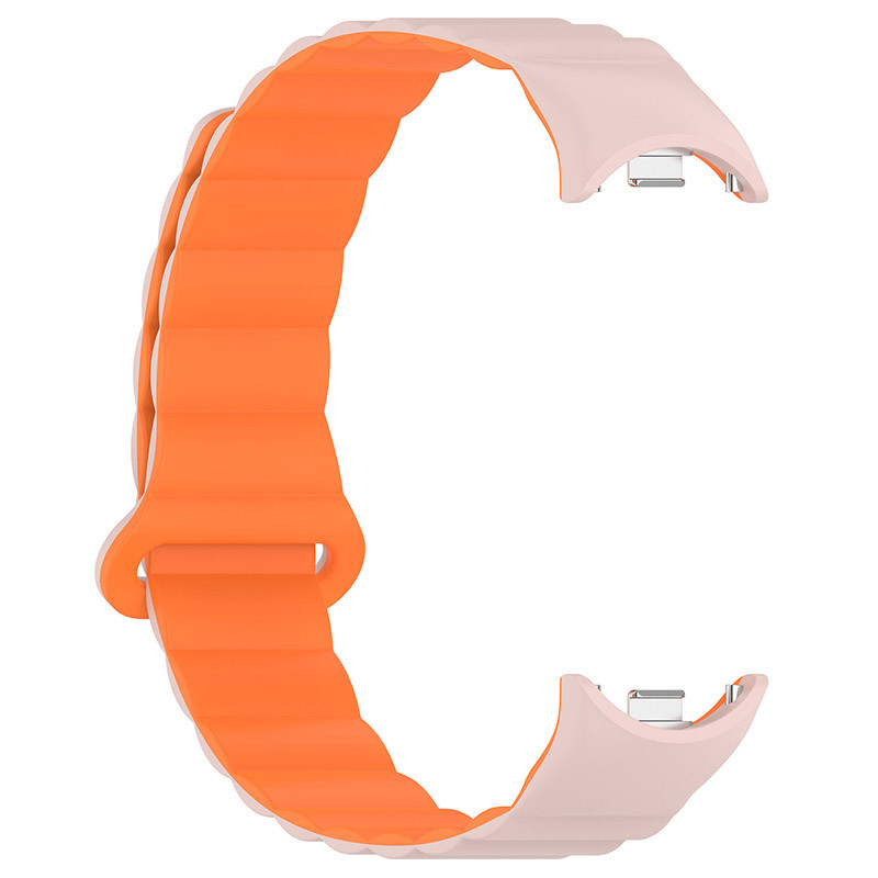 Фото Ремешок Dual-color Magnetic для Xiaomi Mi Band 9/8/10 (Light Pink / Orange) в магазине vchehle.ua