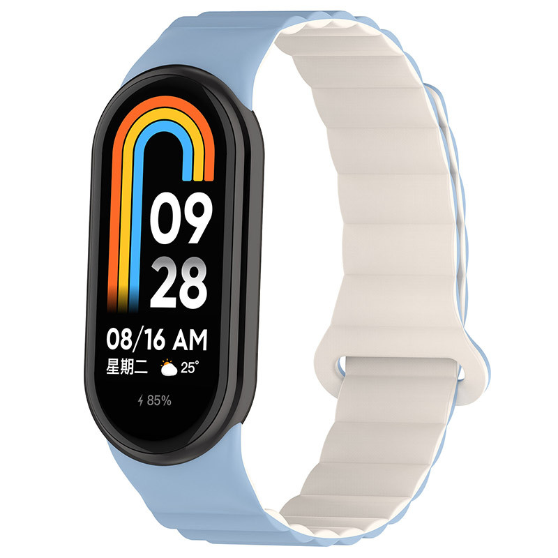 Ремешок Dual-color Magnetic для Xiaomi Mi Band 9/8/10 (Lilac Blue / White)