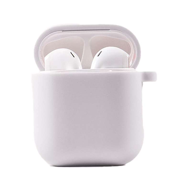 Силіконовий футляр з мікрофіброю для навушників Airpods 1/2 (Білий / White)