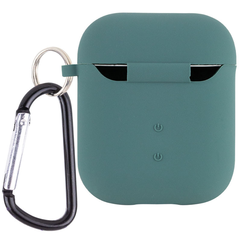 Фото Силіконовий футляр з мікрофіброю для навушників Airpods 1/2 (Зелений / Pine green) на vchehle.ua
