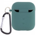 Фото Силіконовий футляр з мікрофіброю для навушників Airpods 1/2 (Зелений / Pine green) на vchehle.ua