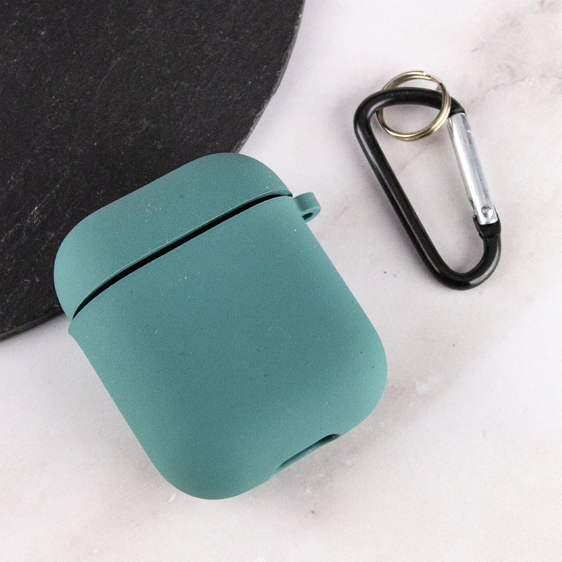 Фото Силіконовий футляр з мікрофіброю для навушників Airpods 1/2 (Зелений / Pine green) в маназині vchehle.ua