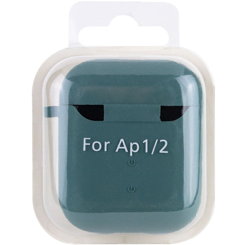 Купити Силіконовий футляр з мікрофіброю для навушників Airpods 1/2 (Зелений / Pine green) на vchehle.ua