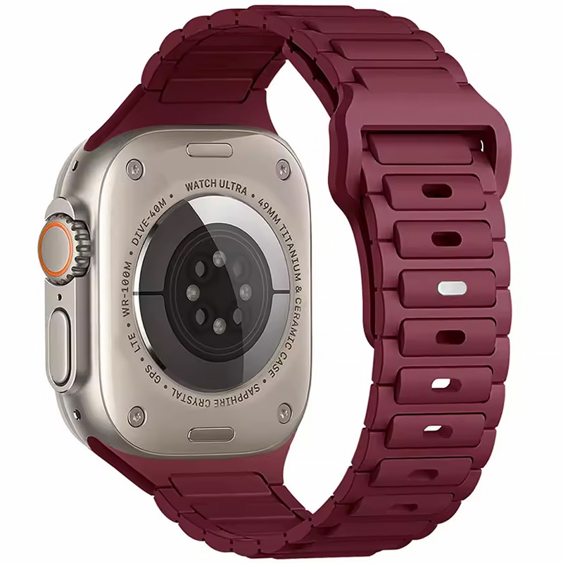 Силиконовый ремешок Defense для Apple Watch 38/40/41/42mm(ser.10) (140-190mm) (Wine Red)