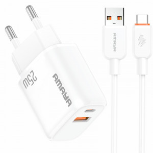 МЗП Amaya E213D PD25W+QC3.0 (1USB-A/1C) + кабель USB to Type-C