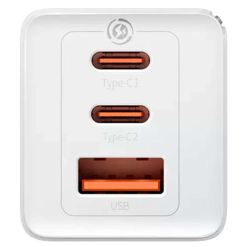 Фото МЗП Baseus GaN5 Pro 65W 2Type-C+USB 100W EU (CCGP12020) (White) в маназині vchehle.ua