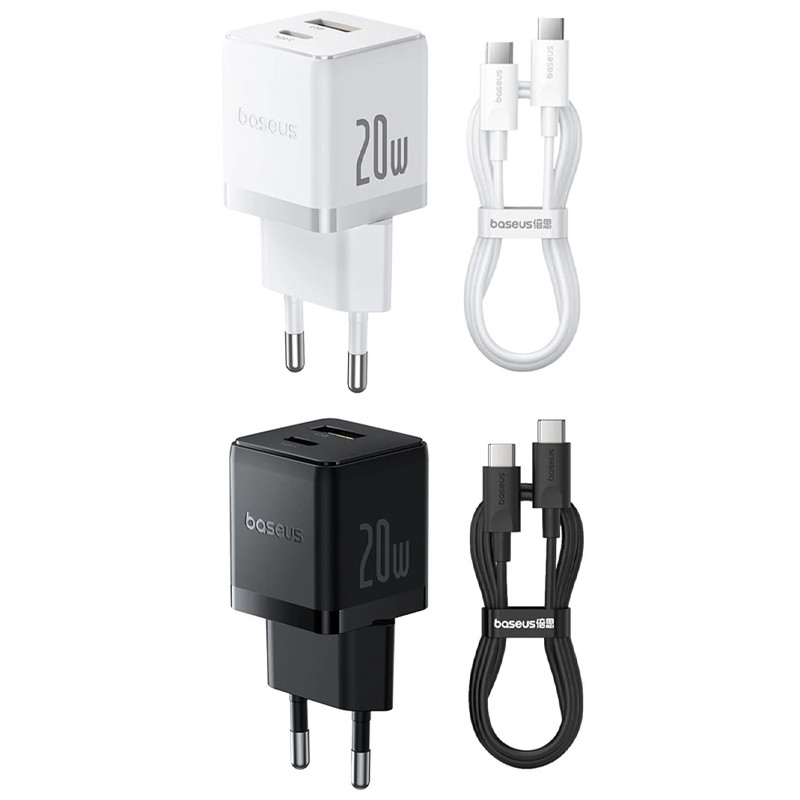 МЗП Baseus Palm Fast Charger PD20W+QC3.0 (1USB-A/1C) + кабель Type-C to Type-C (P10111608)