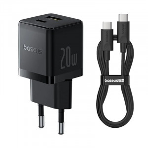 СЗУ Baseus Palm Fast Charger PD20W+QC3.0 (1USB-A/1C) + кабель Type-C to Type-C (P10111608)