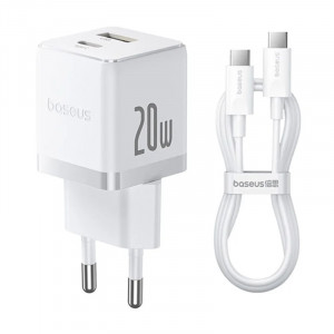 СЗУ Baseus Palm Fast Charger PD20W+QC3.0 (1USB-A/1C) + кабель Type-C to Type-C (P10111608)
