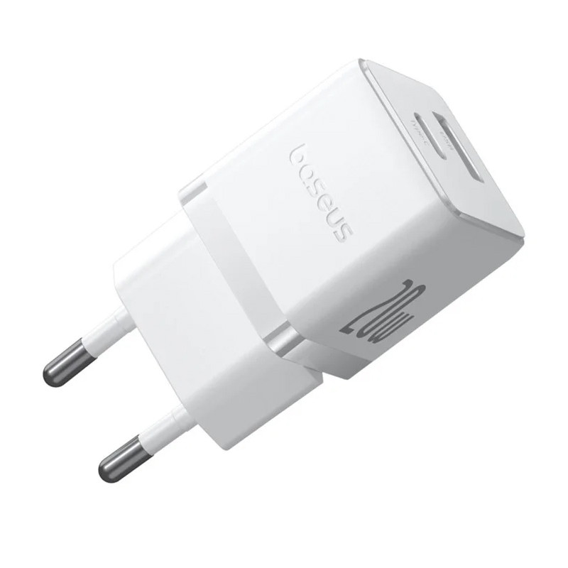 МЗП Baseus Palm Fast Charger PD20W+QC3.0 (1USB-A/1C) + кабель Type-C to Type-C (P10111608) (Moon White) в магазині vchehle.ua