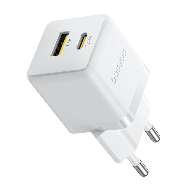 Купити МЗП Baseus Palm Fast Charger PD20W+QC3.0 (1USB-A/1C) + кабель Type-C to Type-C (P10111608) (Moon White) на vchehle.ua
