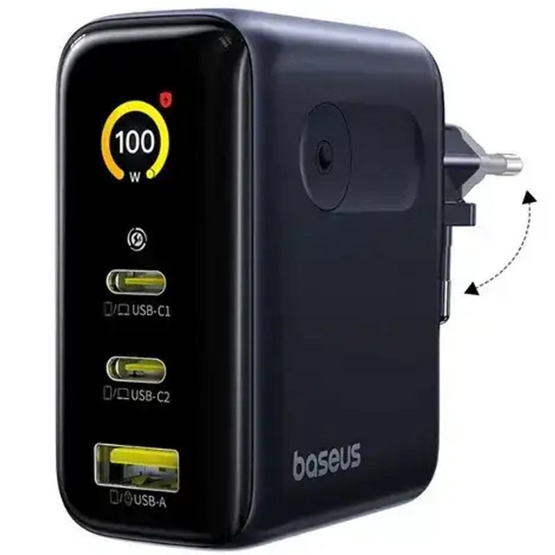 Фото СЗУ Baseus PicoGo AE21 Fast Charger 100W (1USB-A/2C) + кабель Type-C to Type-C (E0121B) (Cosmic Black) на vchehle.ua