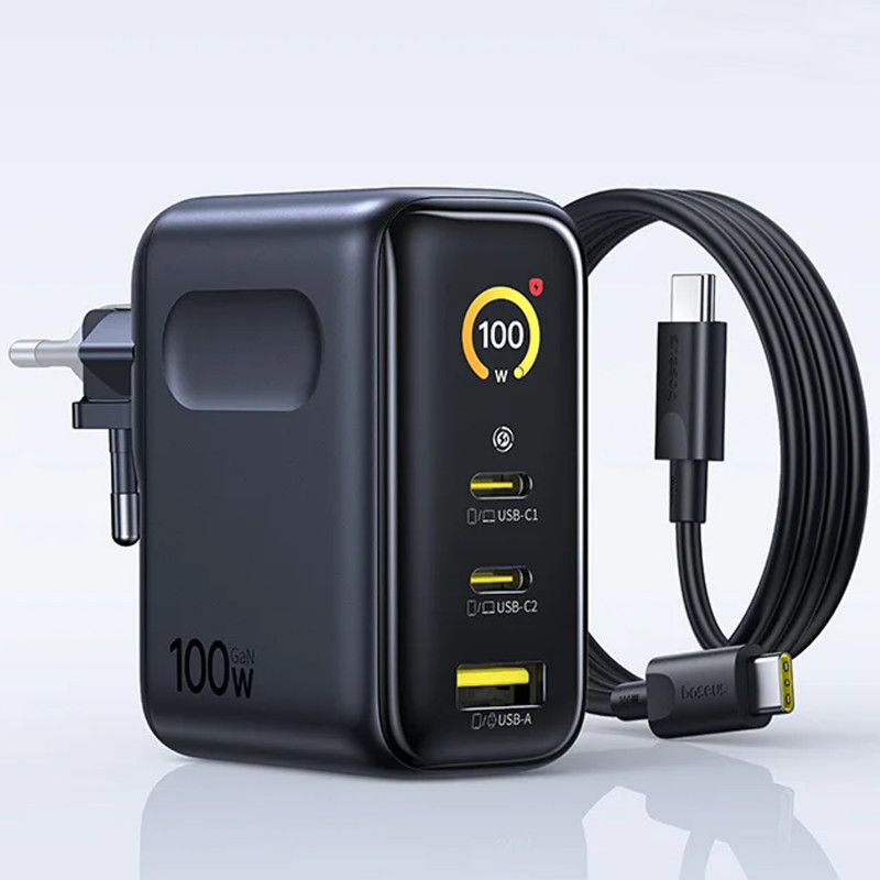 Купить СЗУ Baseus PicoGo AE21 Fast Charger 100W (1USB-A/2C) + кабель Type-C to Type-C (E0121B) (Cosmic Black) на vchehle.ua