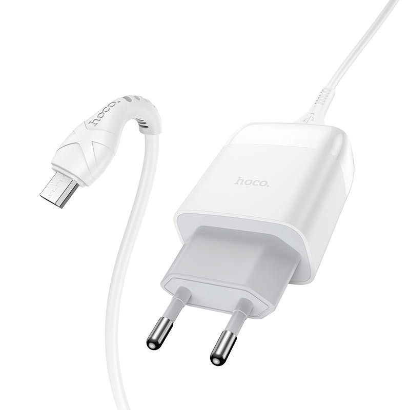 Фото МЗП Hoco C72Q Glorious QC3.0 18W (1USB-A) + кабель USB to MicroUSB (Білий) на vchehle.ua