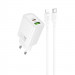 СЗУ Hoco N63 Gentle PD30W+QC3.0 (1USB-A/1C) + кабель Type-C to Lightning (White)